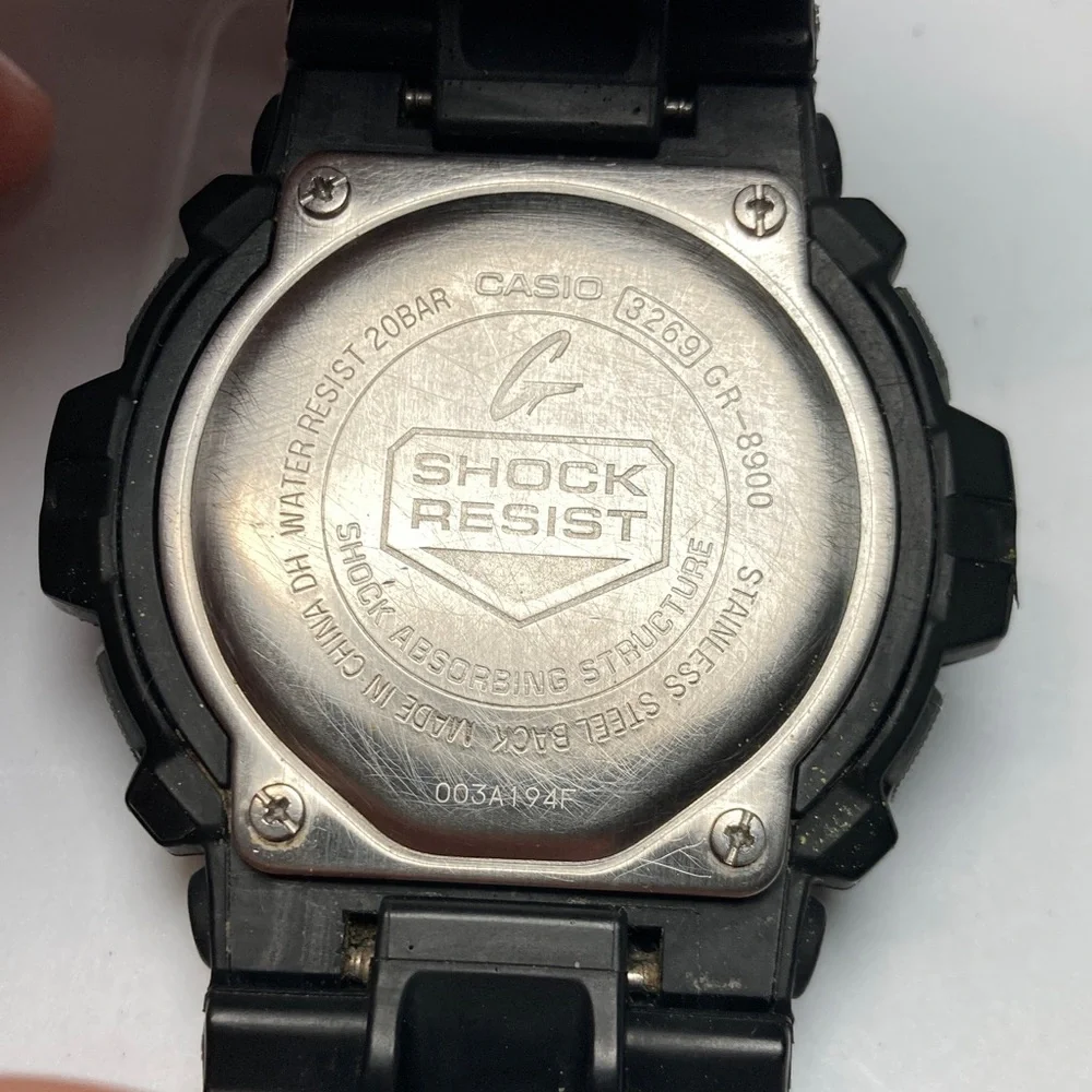 Casio Gshock GR-8900, tough solar, black watch, light works, new solar cell